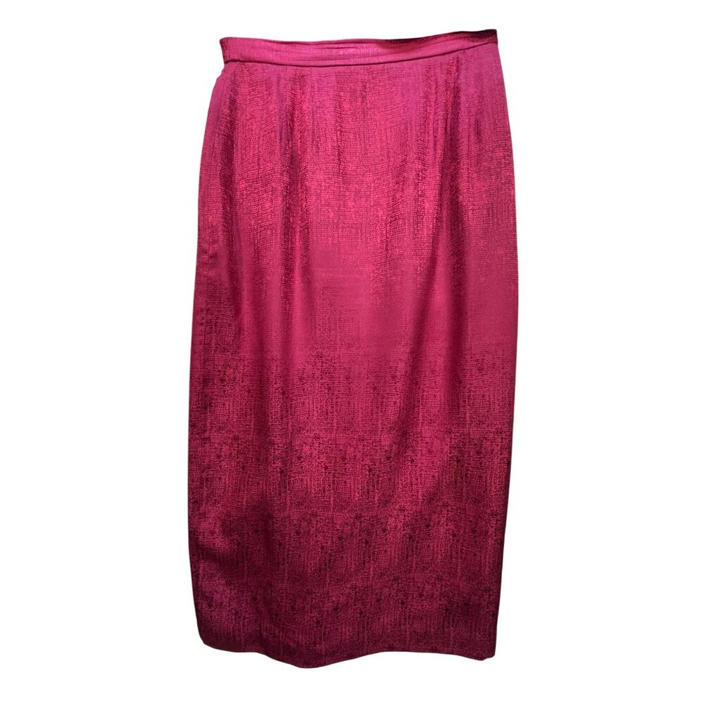 Papell Petites 2-Piece Silk Skirt Suit Set Size 6P Fuchsia - Picture 6 of 16